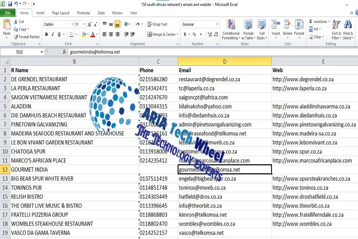 South African Restaurant Email List - Ariatechwheel